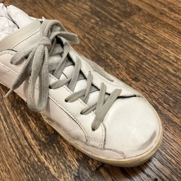 Golden Goose Superstar White Leather Sneakers Grey Star Black Back Size EUR 36 - Picture 3 of 16